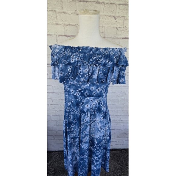 Zink London Floral Print Fit & Flare Dress Lined Shoulder Off Medium - Picture 16 of 16